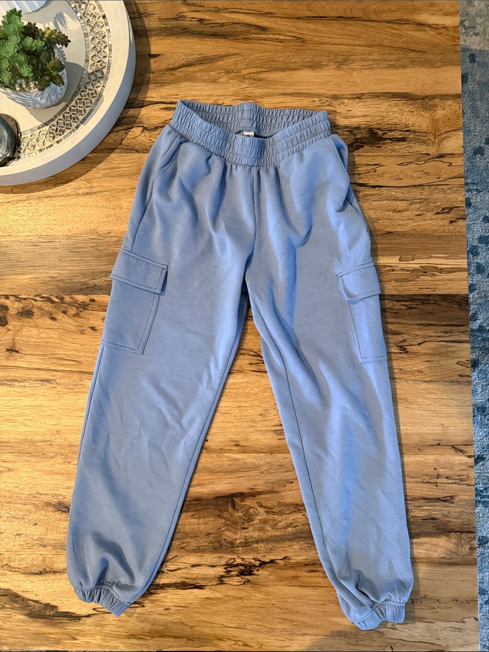 Light Blue Cargo Jogger Pants for Women - Relaxed Fit